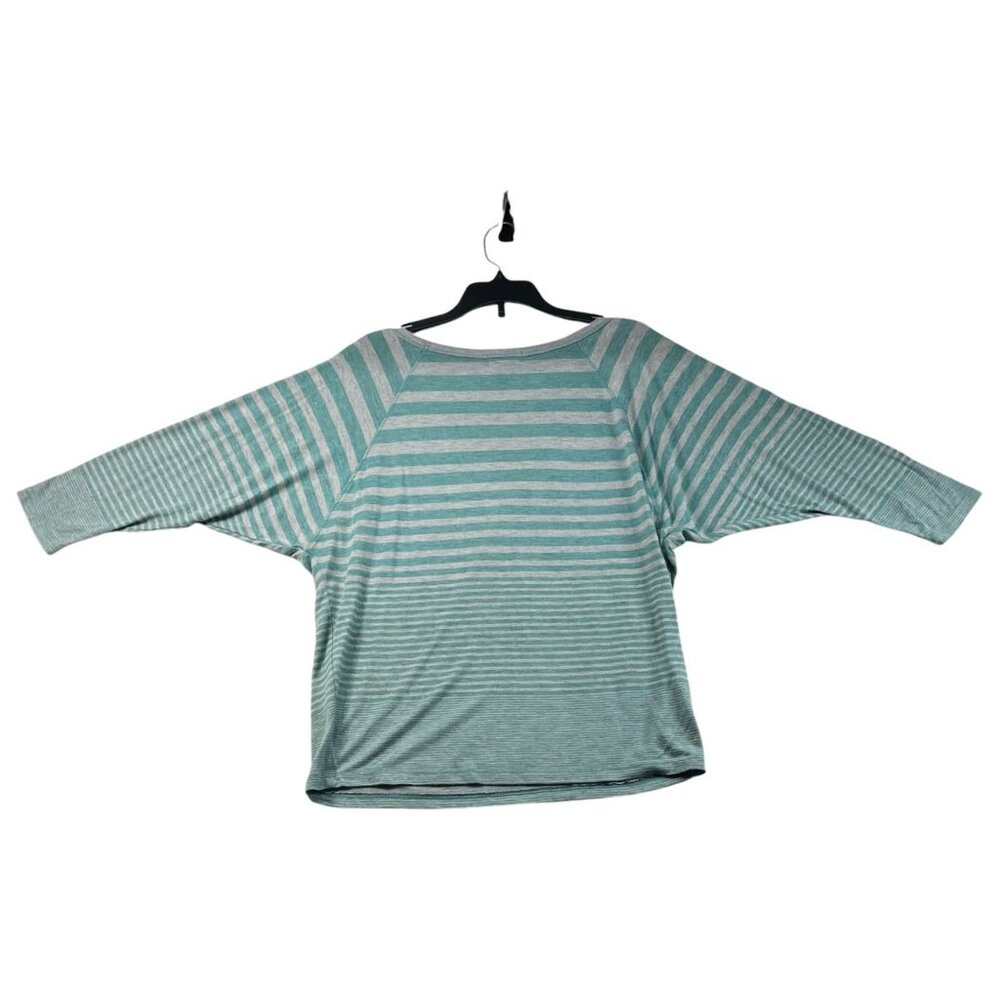 Wet Seal Blouse Womens Size Medium Blue Gray Striped 3/4 Sleeve - Picture 2 of 6